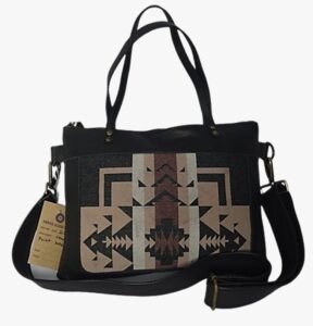Leather Canvas Print Purse